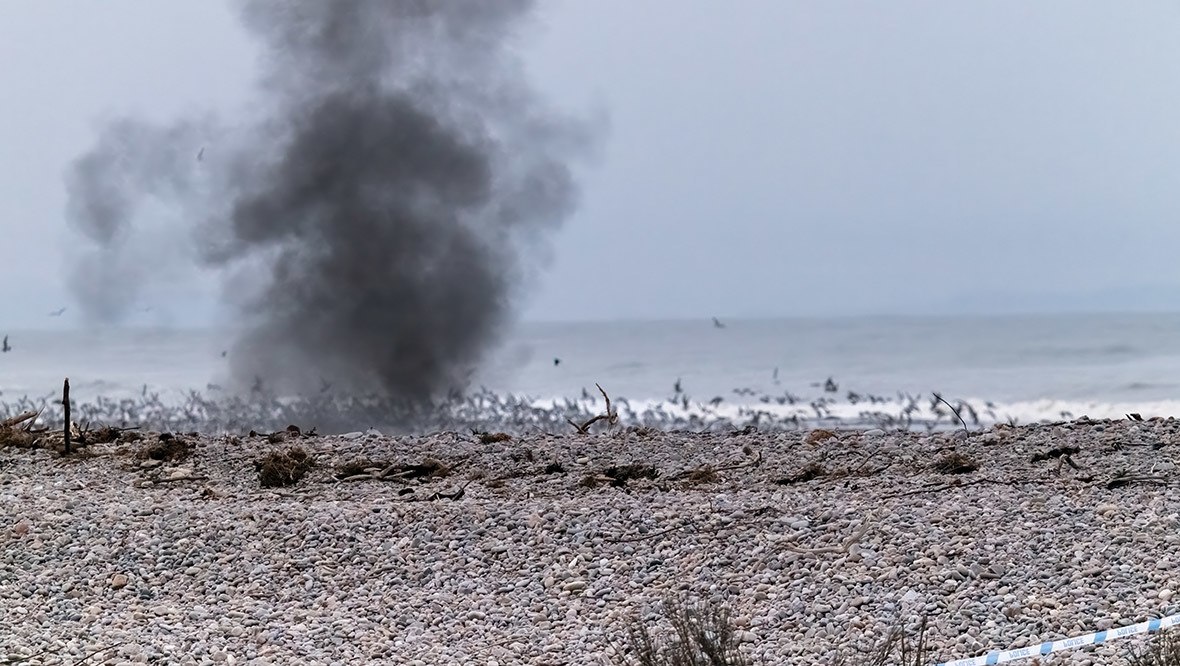 Controlled Explosion for UXO Found on Moray Beach